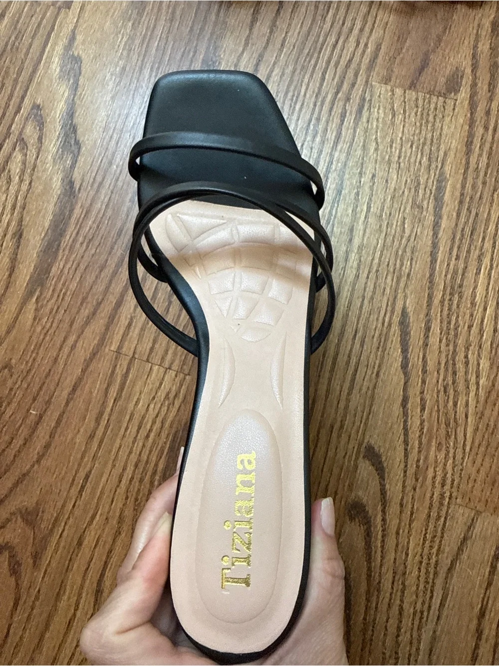 Black Strappy Slide Heels